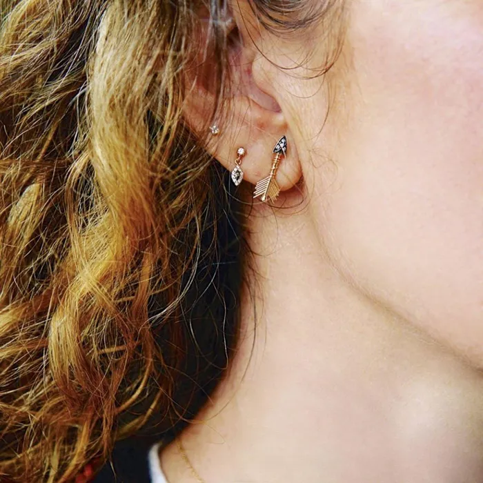 10th Eye Haven Solitaire Dangling Stud Kismet by Milka Earrings