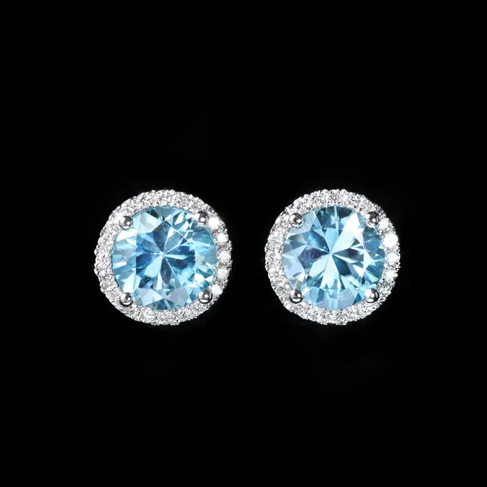 14K White Gold 389 CTW Zircon and Diamond Stud Earrings The Gem House Earrings 14K White Gold 389 CTW Zircon and Diamond Stud Earrings The Gem House Earrings