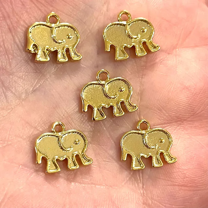 24Kt Gold Plated Brass Elephant Charms Gold Plated Brass Elephant Charms 10 pcs in a pack Peppy Beads Earrings 24Kt Gold Plated Brass Elephant Charms Gold Plated Brass Elephant Charms 10 pcs in a pack Peppy Beads Earrings