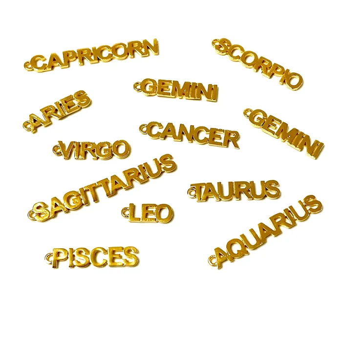 24Kt Gold Plated Letter Zodiac Charm Brass Zodiac Horoscope Sign Peppy Beads Earrings 24Kt Gold Plated Letter Zodiac Charm Brass Zodiac Horoscope Sign Peppy Beads Earrings