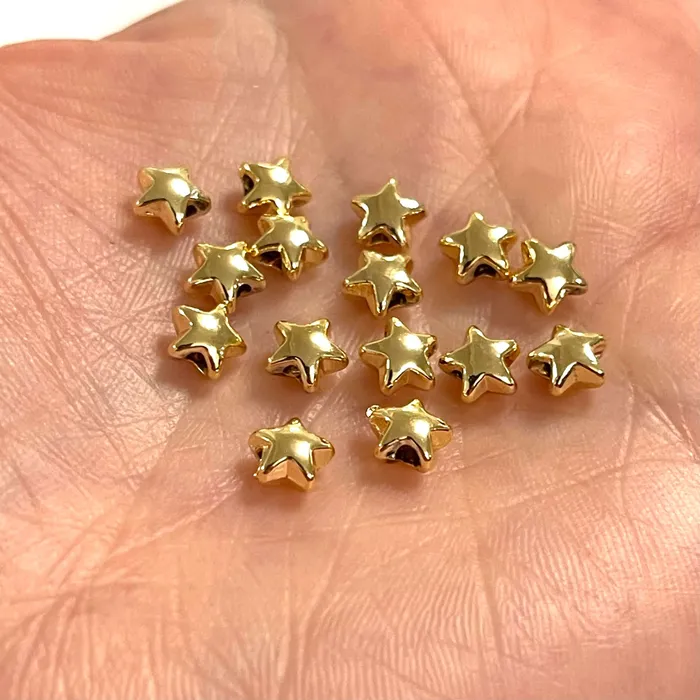 24Kt Gold Plated Star Spacer Charms 6mm Gold Star Charms 10 pcs in a pack Peppy Beads Earrings 24Kt Gold Plated Star Spacer Charms 6mm Gold Star Charms 10 pcs in a pack Peppy Beads Earrings