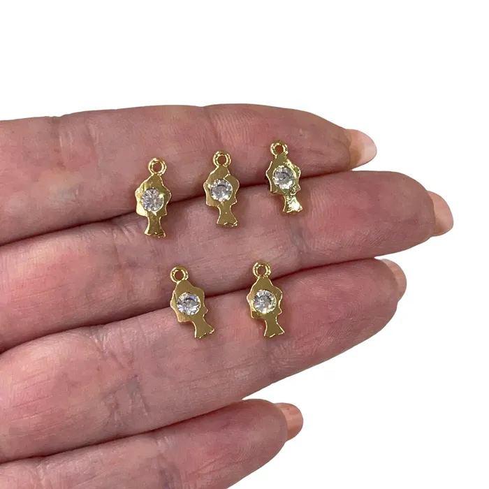 24Kt Shiny Gold Plated Fish with Cubic Zirconia Charms 5 Pcs in a Pack Peppy Beads Earrings 24Kt Shiny Gold Plated Fish with Cubic Zirconia Charms 5 Pcs in a Pack Peppy Beads Earrings