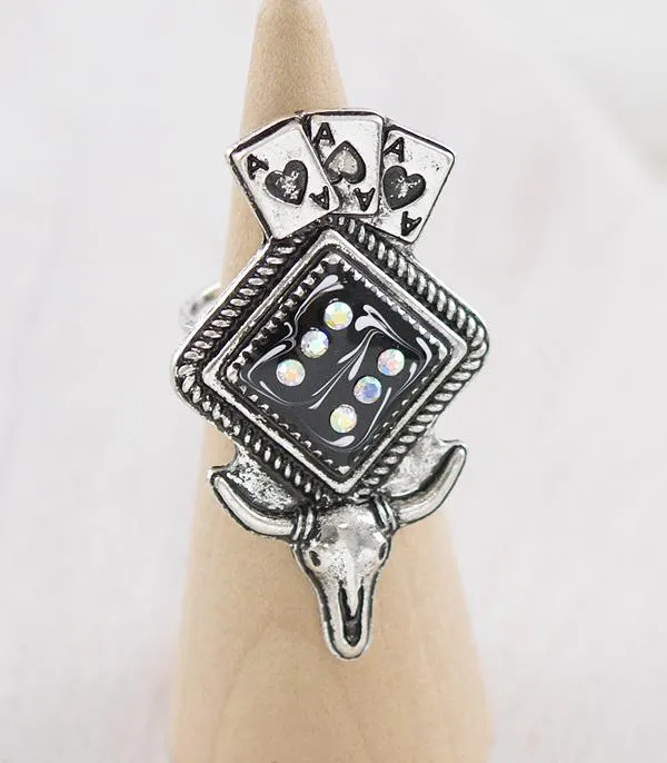 ACE OF CARD STEER SKULL RING YKT Rings