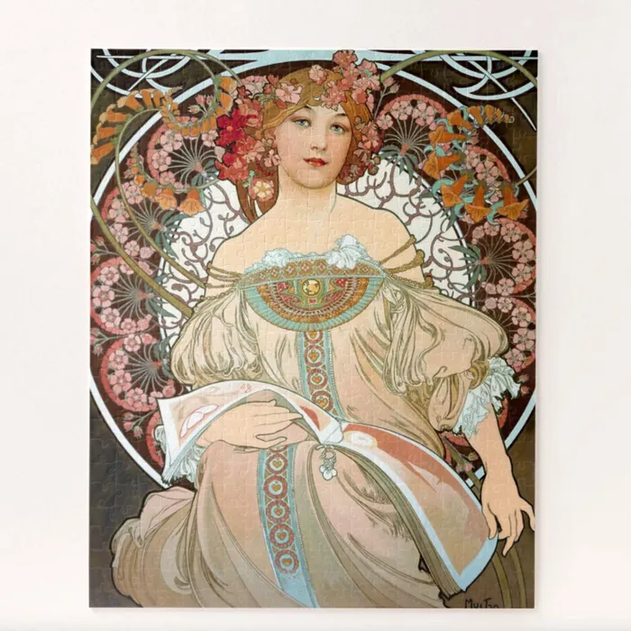 Alphonso Mucha Daydream Traditional Thick Jigsaw Puzzle for Adults 30 to 1000 Pieces Portraits by NC Earrings