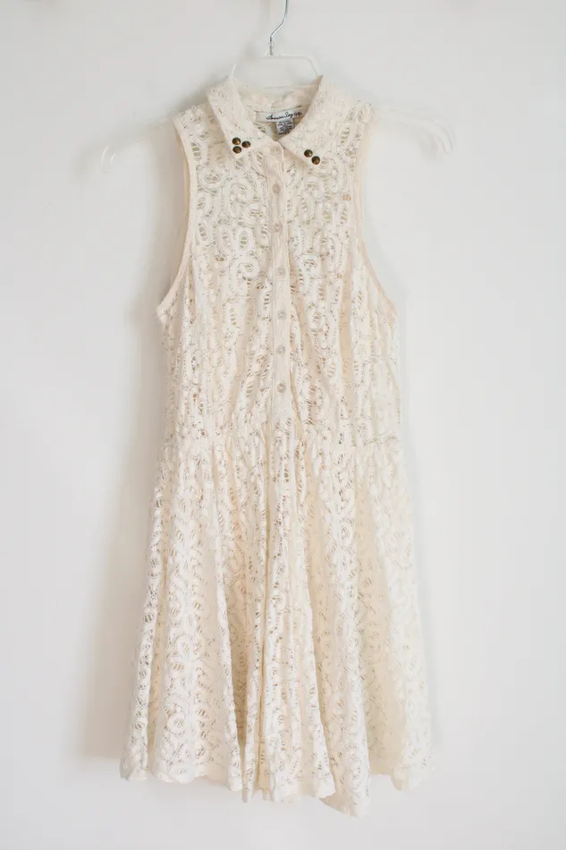 American Rag Earrings American Rag Cream Lace Collared Dress M