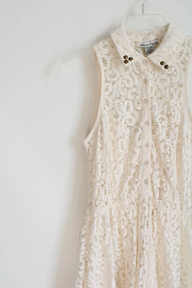 American Rag Earrings American Rag Cream Lace Collared Dress M