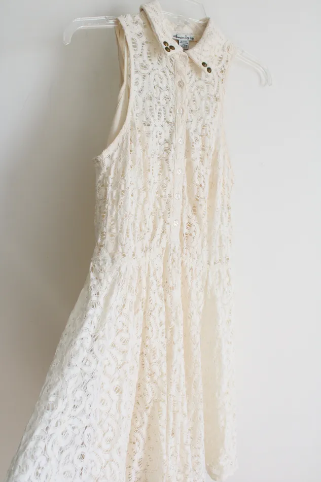 American Rag Earrings American Rag Cream Lace Collared Dress M