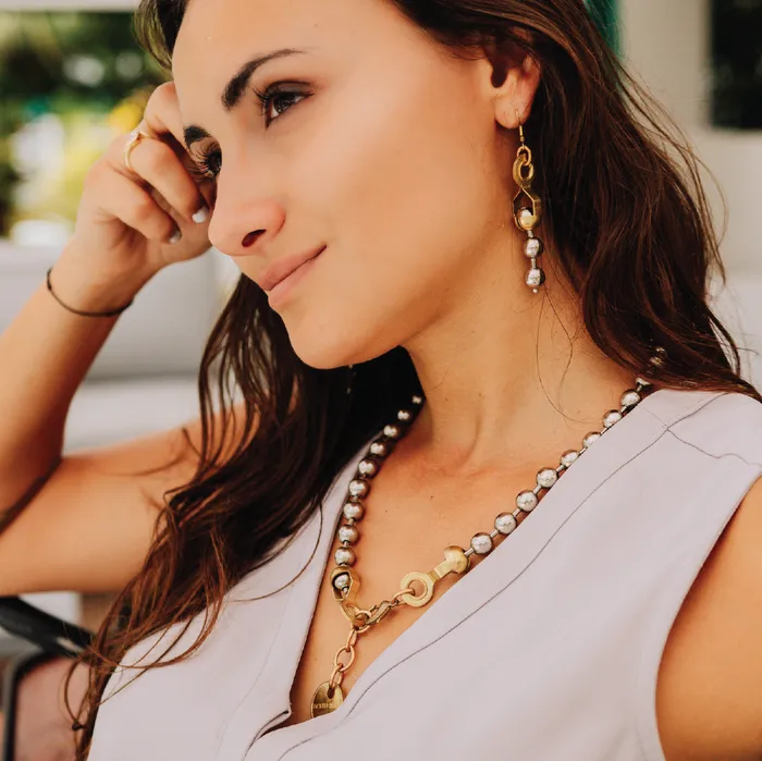 BALL CHAIN Double Threat Twisted Silver Necklaces