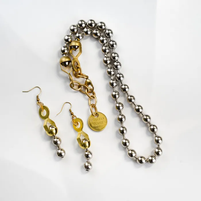 BALL CHAIN Double Threat Twisted Silver Necklaces