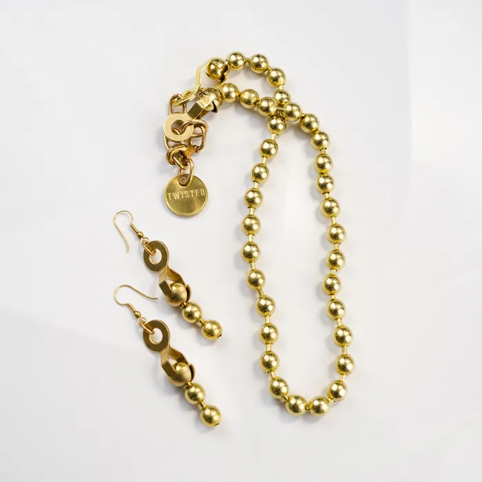BALL CHAIN Double Threat Twisted Silver Necklaces