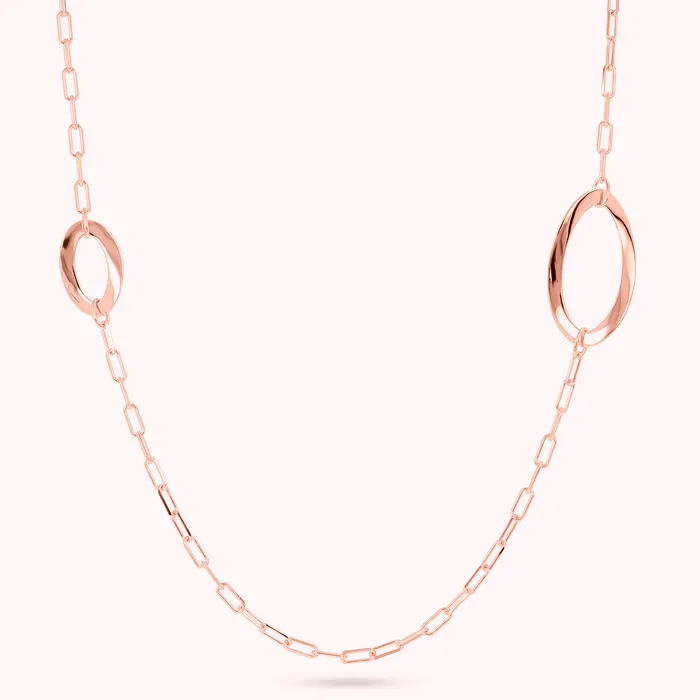 Bronzallure Earrings Collana Lunga Catena Forzatina Allungata e Maglie Ritorte