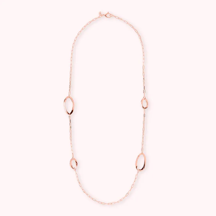 Bronzallure Earrings Collana Lunga Catena Forzatina Allungata e Maglie Ritorte
