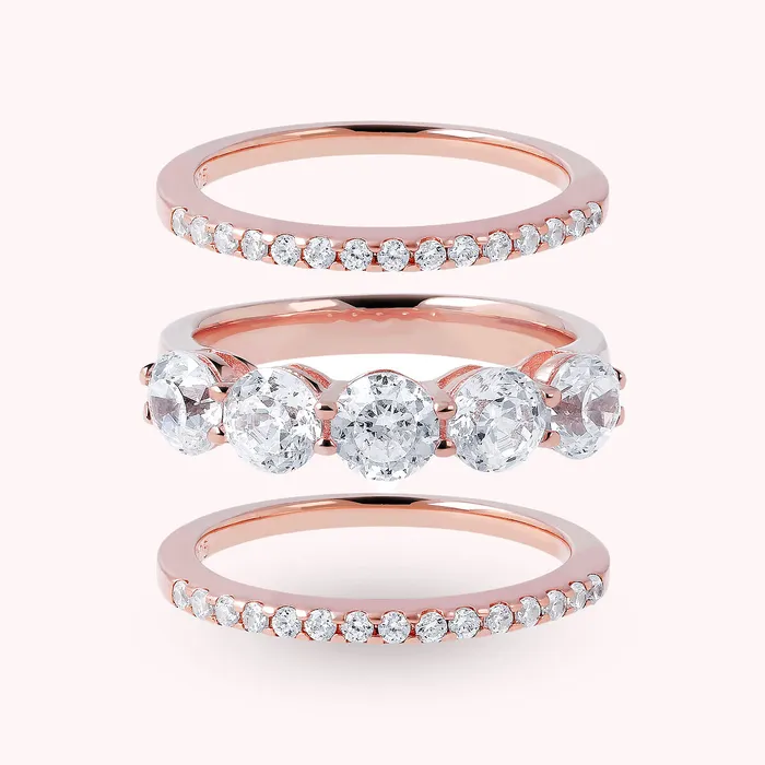 Bronzallure Earrings Set Anelli Riviera e Fedine con Cubic Zirconia