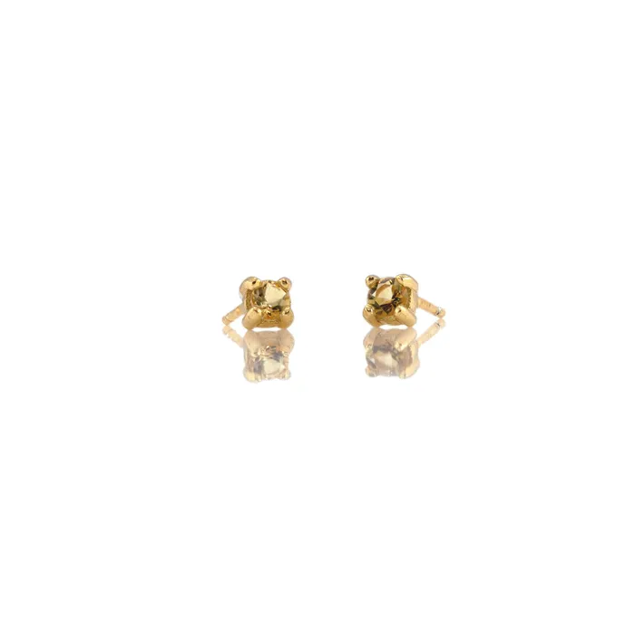 Citrine Prong Set Gemstone Stud Earrings November Birthstone kris nations Earrings