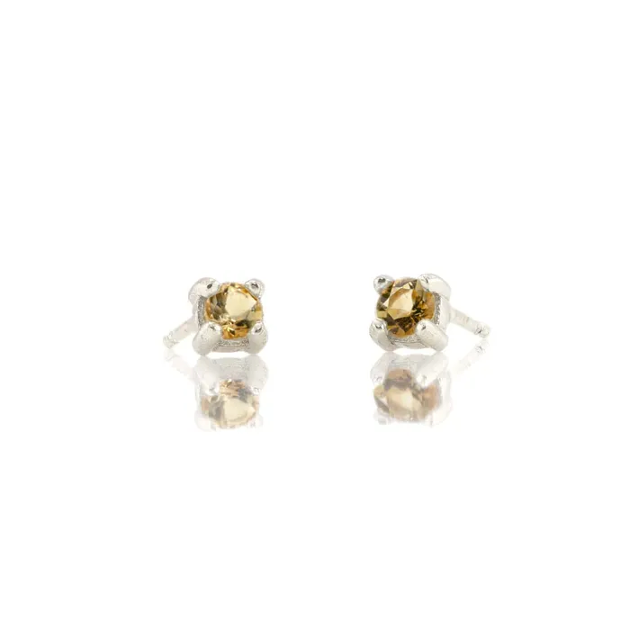 Citrine Prong Set Gemstone Stud Earrings November Birthstone kris nations Earrings