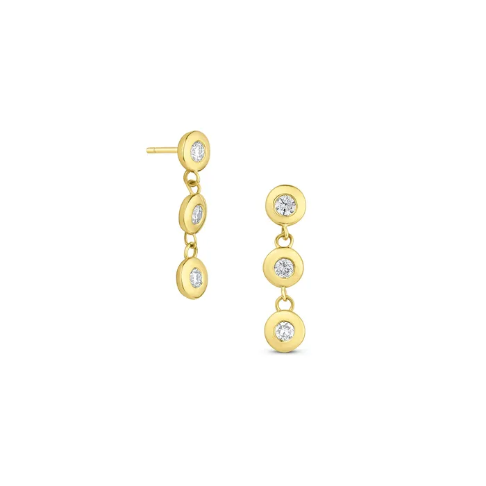 Consider the Wldflwrs Earrings Birthstone Bezel Three Drop Earrings