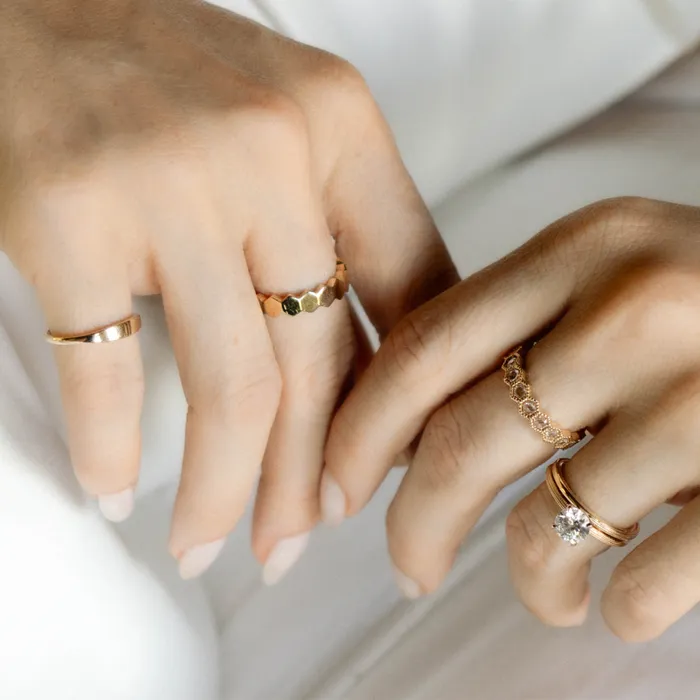 Consider the Wldflwrs Rings Plain Hexagon Eternity Ring