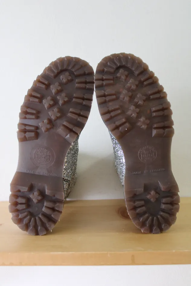 Dr Martens Dr Martens Vintage Silver Glitter Combat Boots Size 5 Earrings