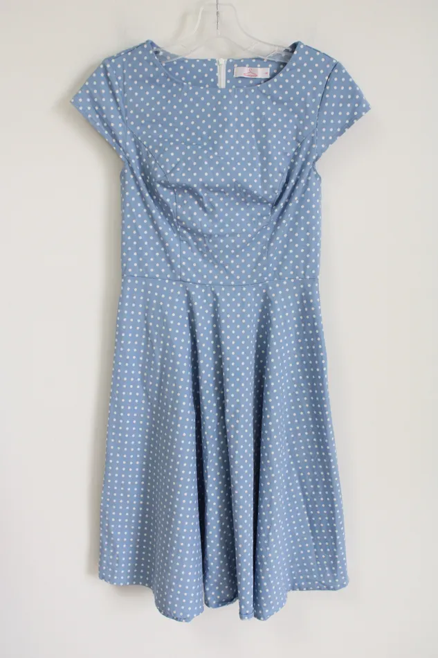 Dressystar Blue Polka Dot Cotton Blend Dress S Dressystar Rings