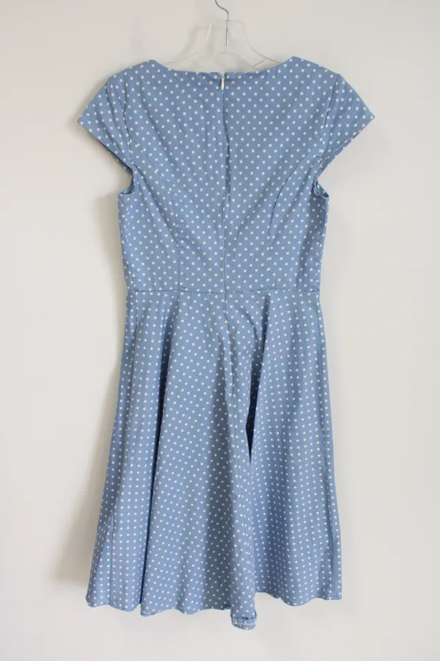 Dressystar Blue Polka Dot Cotton Blend Dress S Dressystar Rings