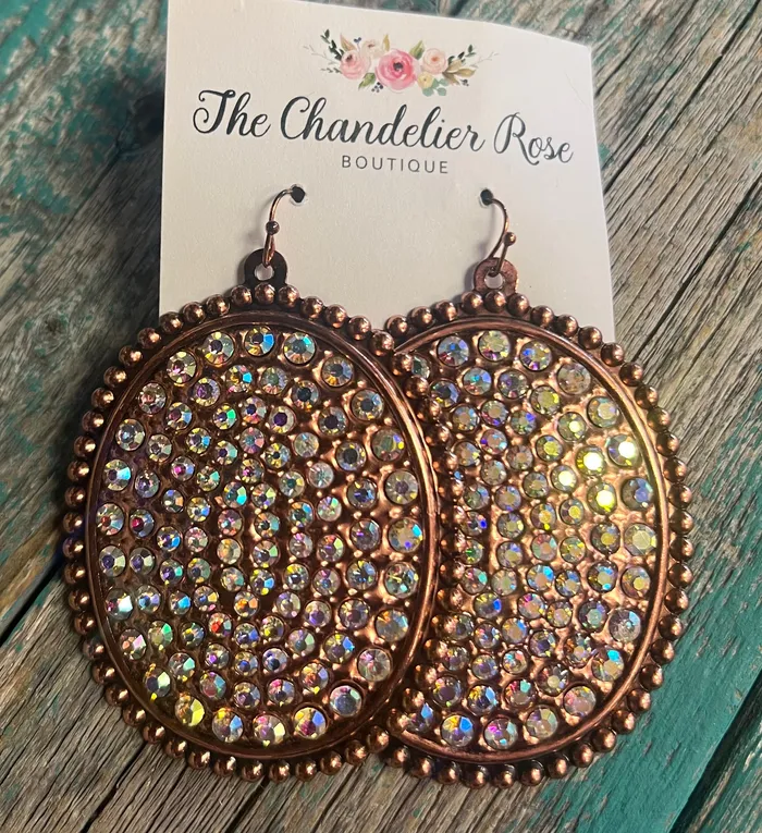 Earrings ACE WHOLESALE AB Stone Oval Earrings COPPER