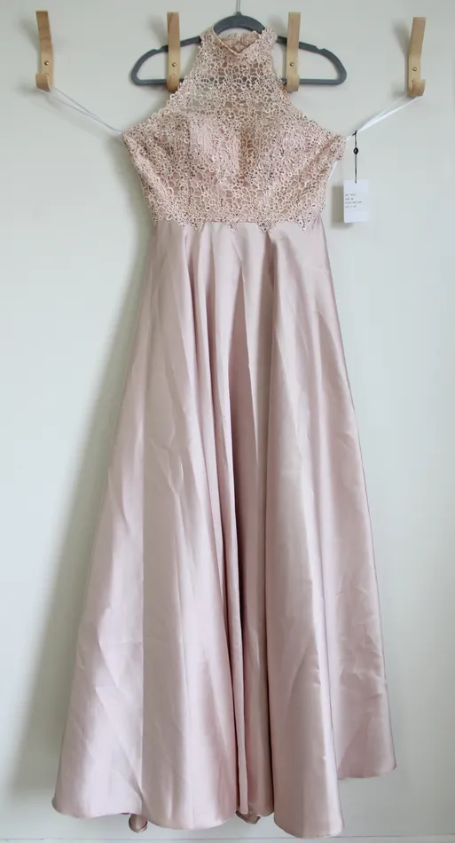Earrings Alyce NEW Alyce Rose Taupe Pink Lace Top Formal Long Dress 8