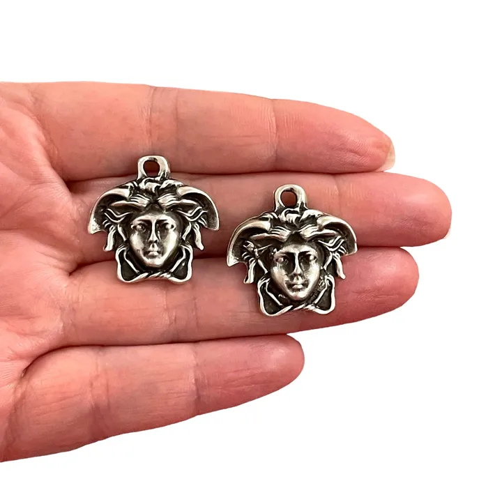 Earrings Antique Silver Plated Medusa Charms Ancient Greek Mythology Medusa Head Charms 2 pcs in a pack Peppy Beads Earrings Antique Silver Plated Medusa Charms Ancient Greek Mythology Medusa Head Charms 2 pcs in a pack Peppy Beads