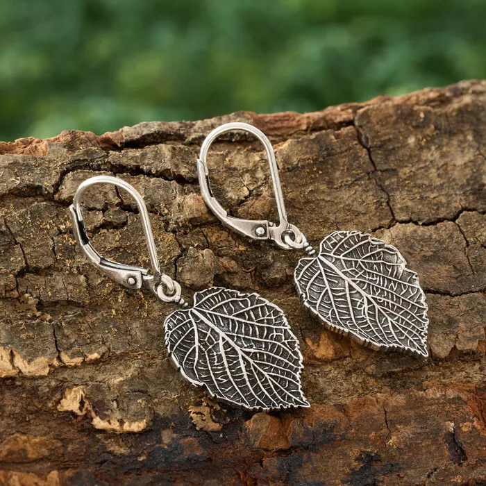 Earrings Chadds Ford Jewelry Leverback Vintage Paper Birch Leaf Earrings