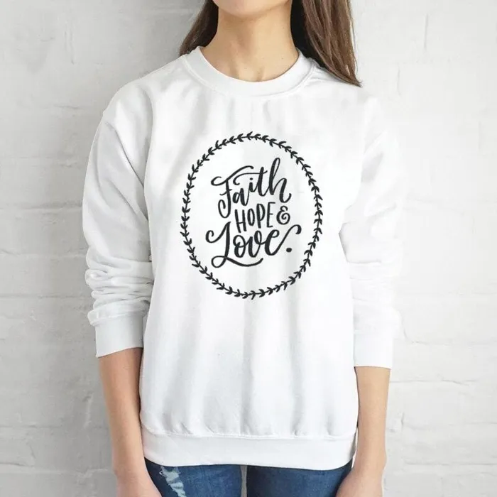 Earrings Christian Sweatshirt br Faith Hope Love Lords Guidance