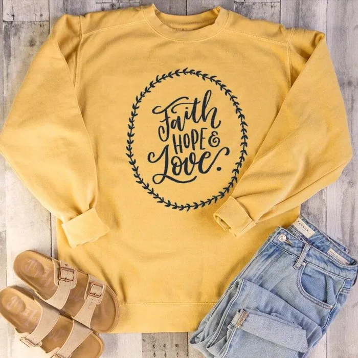 Earrings Christian Sweatshirt br Faith Hope Love Lords Guidance