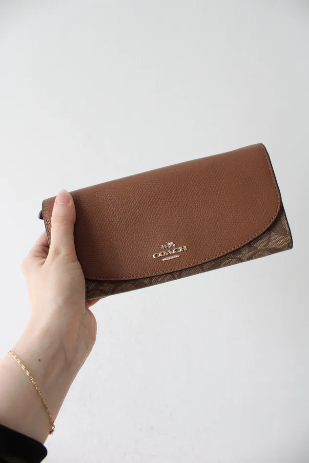 Earrings Coach Coach PVC Slim Envelope Brown Monogram Wallet