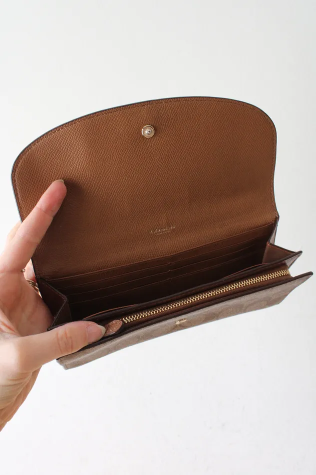 Earrings Coach Coach PVC Slim Envelope Brown Monogram Wallet