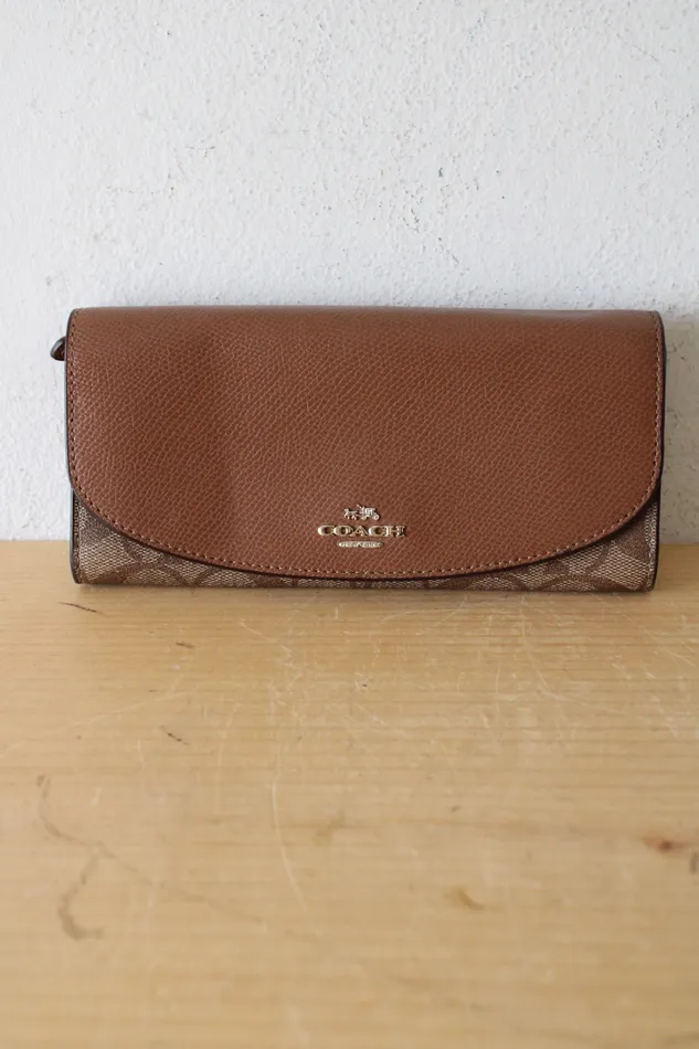 Earrings Coach Coach PVC Slim Envelope Brown Monogram Wallet