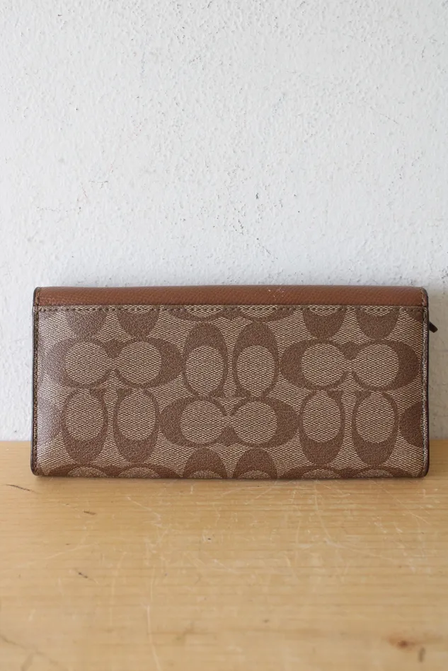 Earrings Coach Coach PVC Slim Envelope Brown Monogram Wallet