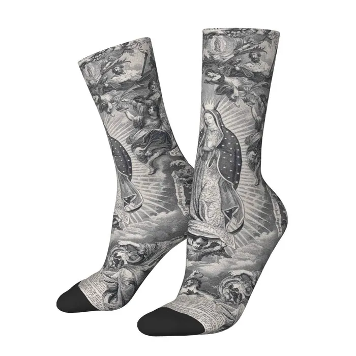 Earrings Lords Guidance Grayscale Virgin Mary Socks