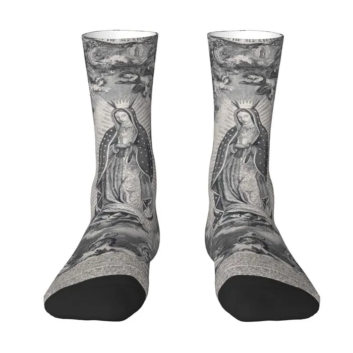 Earrings Lords Guidance Grayscale Virgin Mary Socks