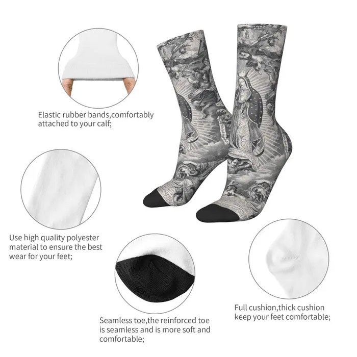 Earrings Lords Guidance Grayscale Virgin Mary Socks