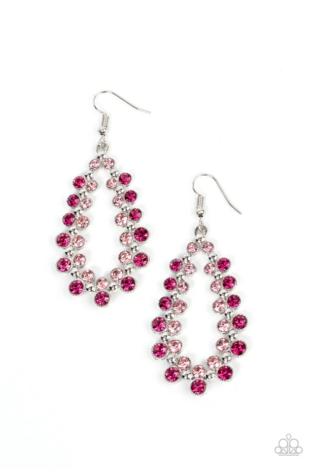 Earrings Paparazzi Accessories Its About to GLOW Down Pink