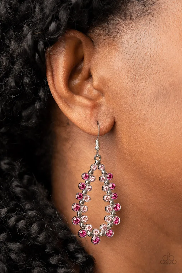 Earrings Paparazzi Accessories Its About to GLOW Down Pink