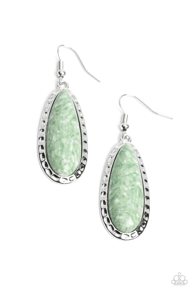 Earrings Paparazzi Accessories TEARDROPDead Dynasty Green