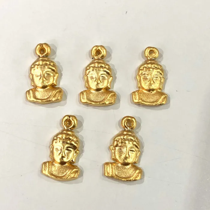 Earrings Peppy Beads 24Kt Matte Gold Plated 15mm Brass Buddha Charms 5 pcs in a pack Earrings Peppy Beads 24Kt Matte Gold Plated 15mm Brass Buddha Charms 5 pcs in a pack