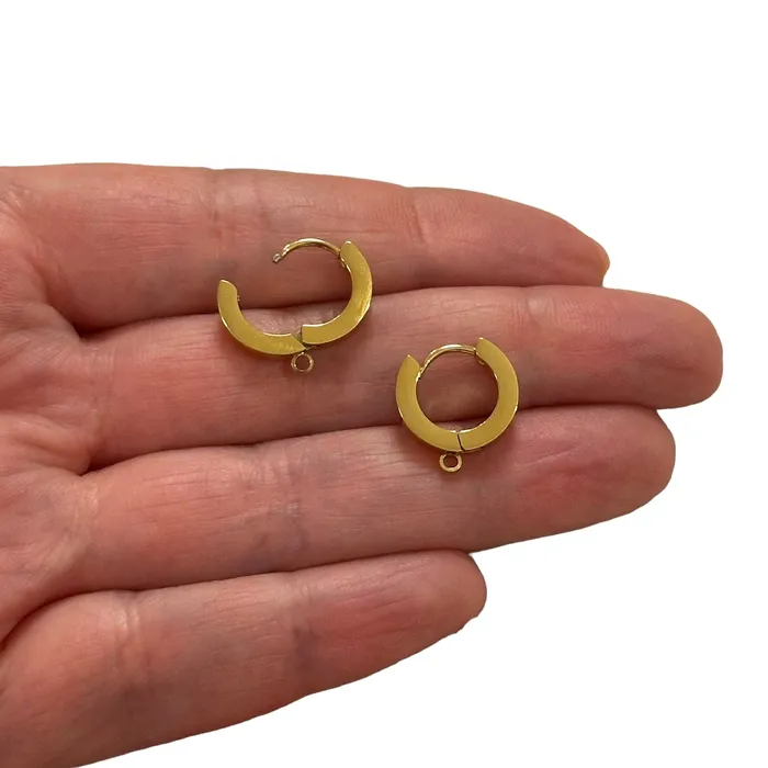 Earrings Peppy Beads Stainless Steel 24Kt Gold Plated Huggie Hoop Earrings With Loop Earrings Peppy Beads Stainless Steel 24Kt Gold Plated Huggie Hoop Earrings With Loop