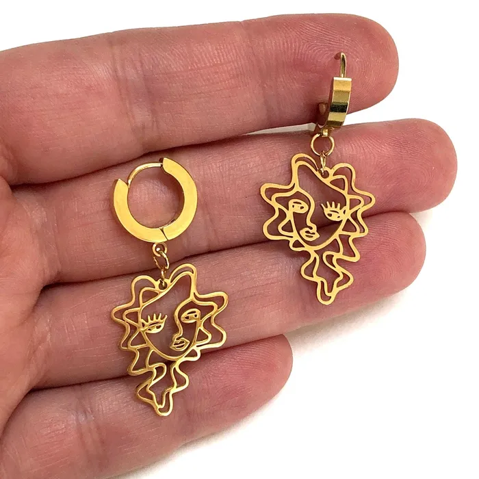 Earrings Peppy Beads Stainless Steel 24Kt Gold Plated Huggie Hoop Earrings With Loop