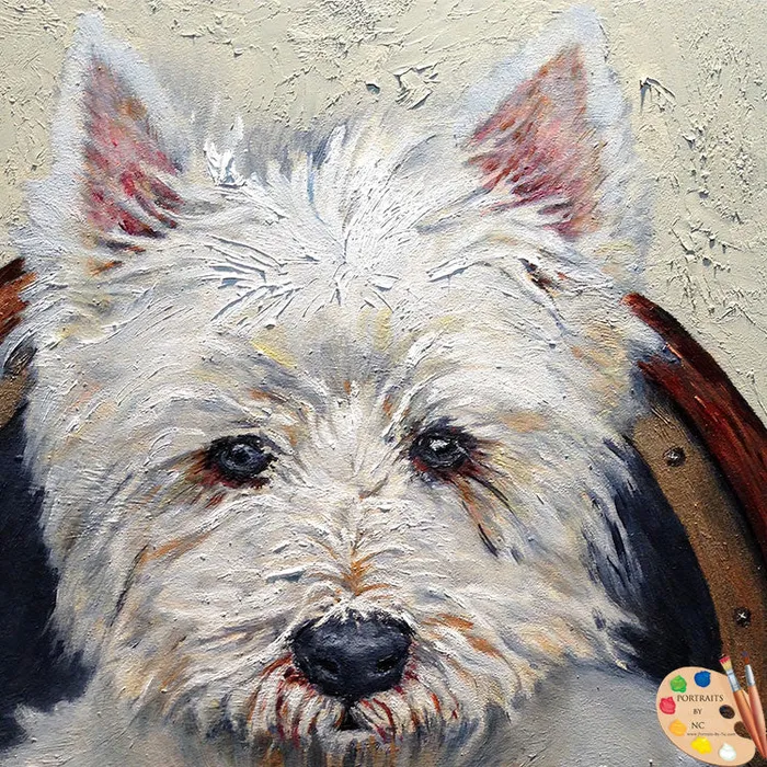 Earrings Portraits by NC Westie Dog Portrait in Oil