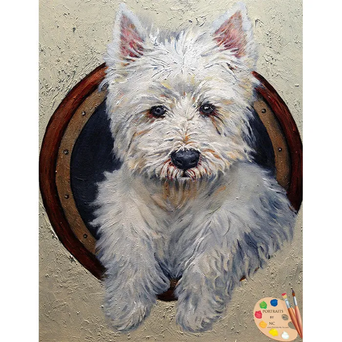 Earrings Portraits by NC Westie Dog Portrait in Oil