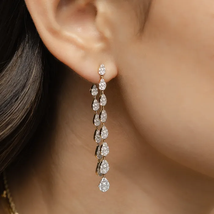 Earrings RACHEL LYNN CHICAGO 18 Karat Yellow Gold and Diamond Convertible Drop Earrings