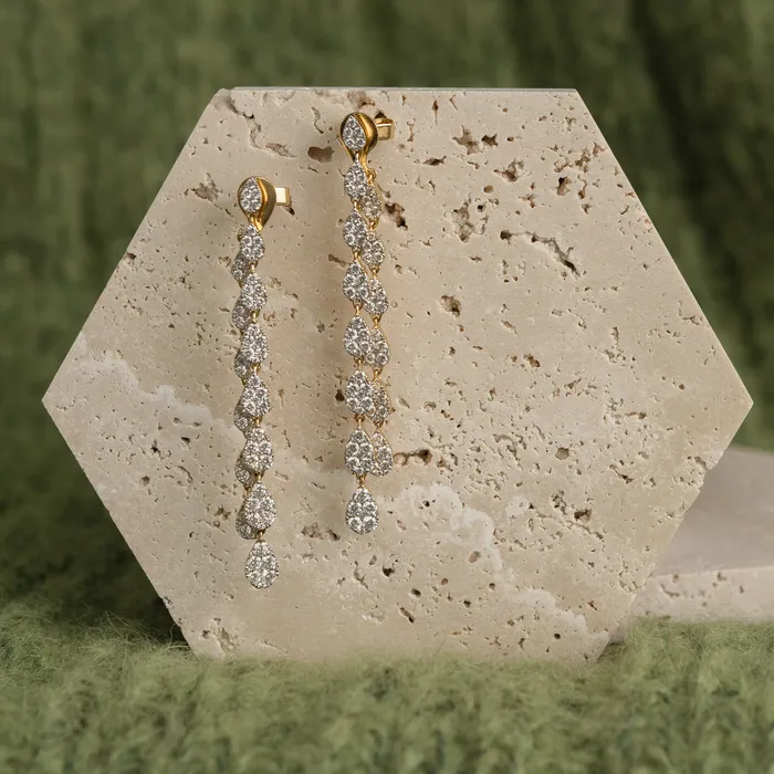 Earrings RACHEL LYNN CHICAGO 18 Karat Yellow Gold and Diamond Convertible Drop Earrings