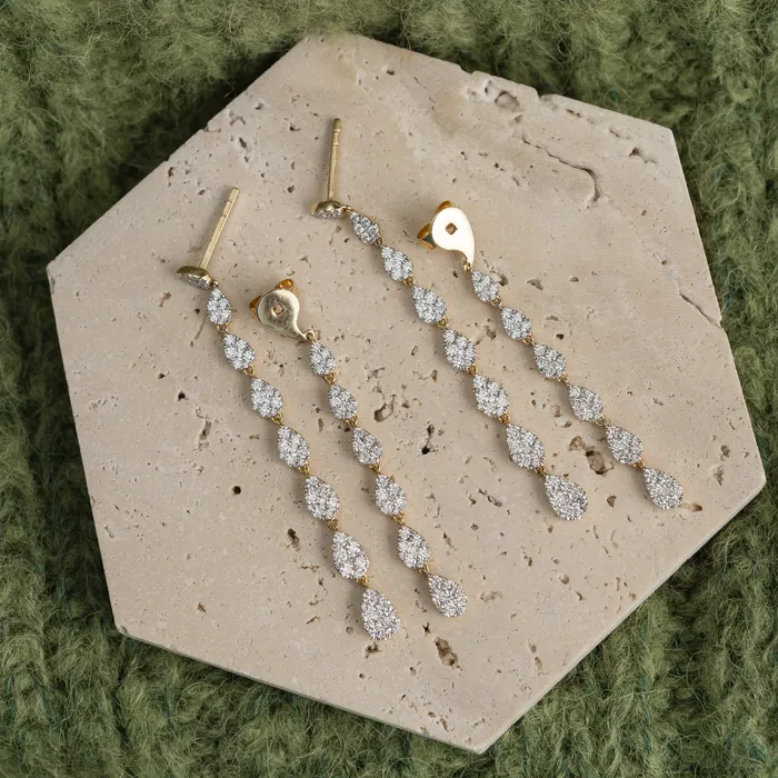 Earrings RACHEL LYNN CHICAGO 18 Karat Yellow Gold and Diamond Convertible Drop Earrings