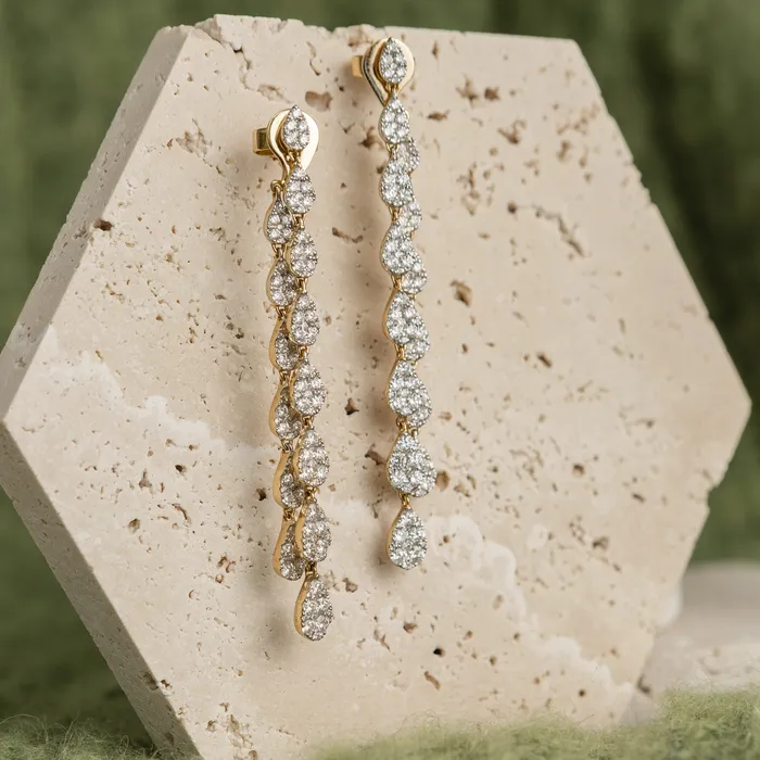 Earrings RACHEL LYNN CHICAGO 18 Karat Yellow Gold and Diamond Convertible Drop Earrings