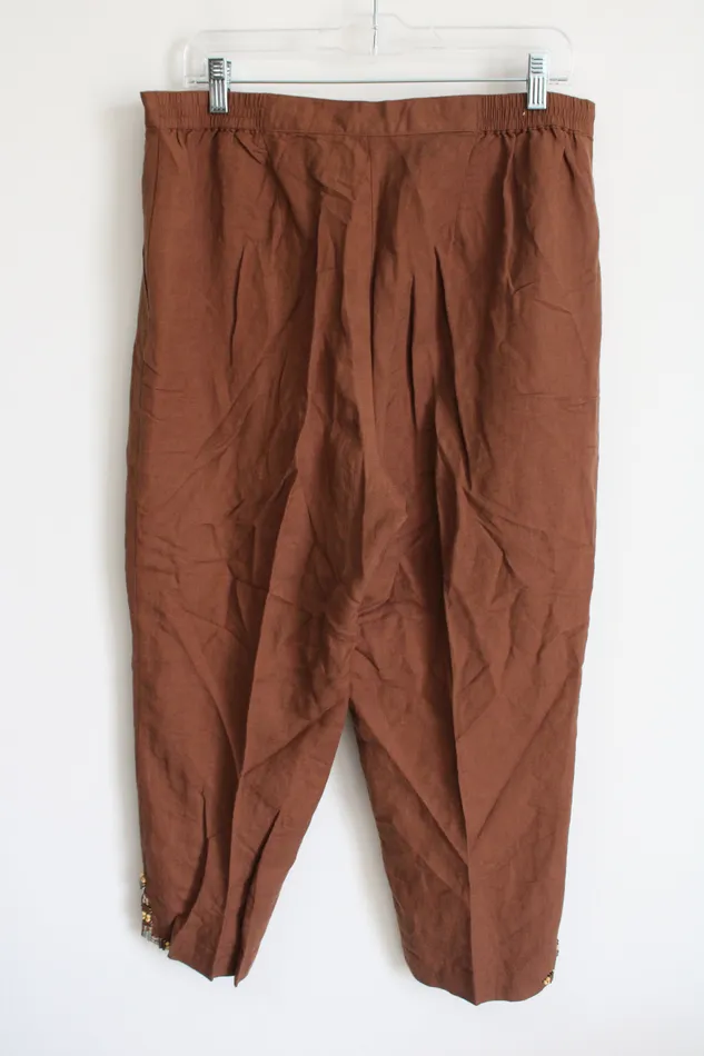 Earrings Ruby Rd Brown Linen Ankle Pant 12 Ruby Rd